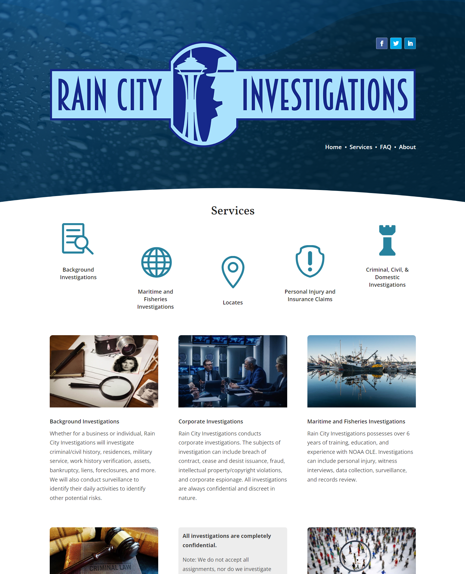 Screenshot of RainCityInvestigations.com